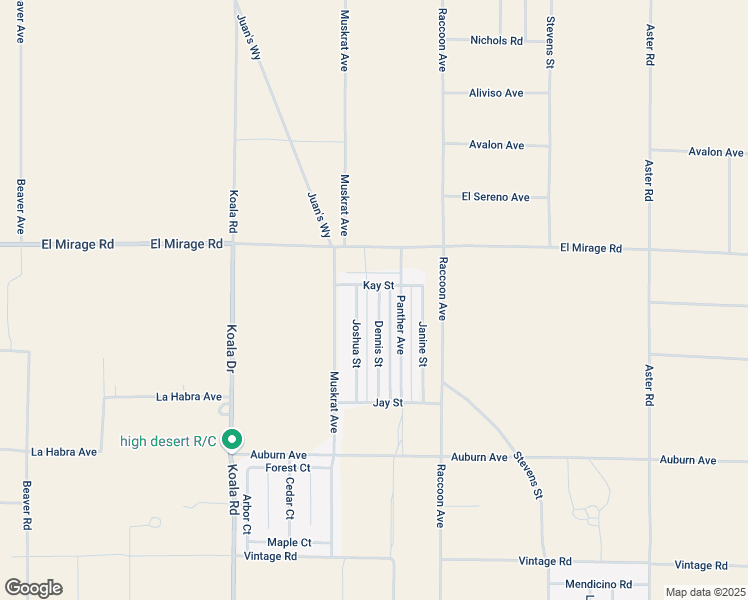 map of restaurants, bars, coffee shops, grocery stores, and more near 19040 Dennis Street in Adelanto