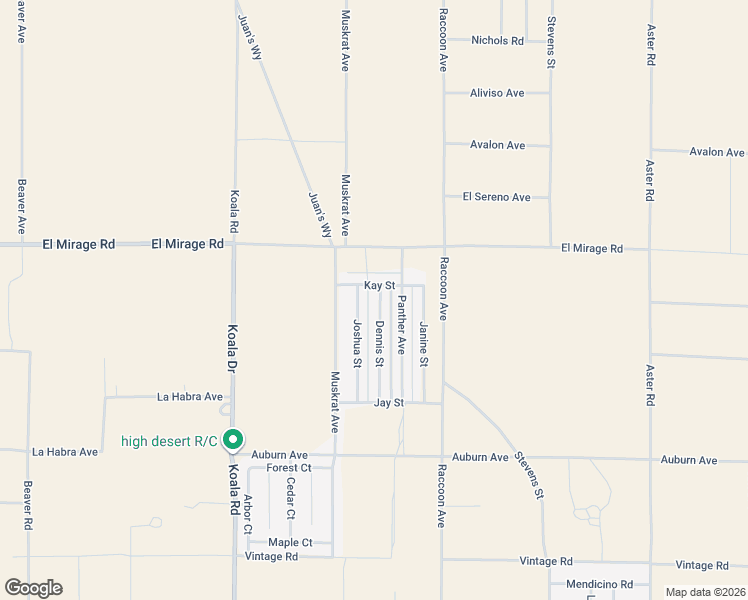 map of restaurants, bars, coffee shops, grocery stores, and more near 19040 Dennis Street in Adelanto