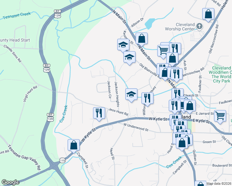 map of restaurants, bars, coffee shops, grocery stores, and more near 5 Jackson Heights in Cleveland