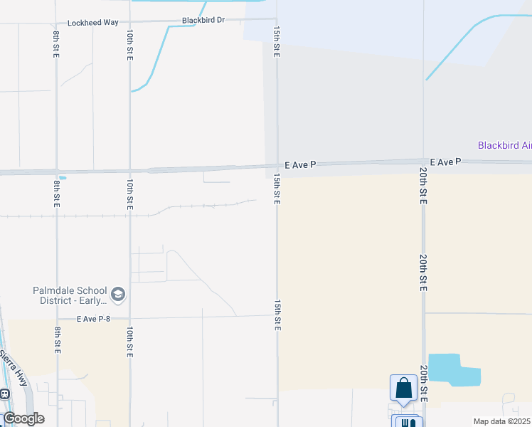 map of restaurants, bars, coffee shops, grocery stores, and more near 39445 15th Street East in Palmdale