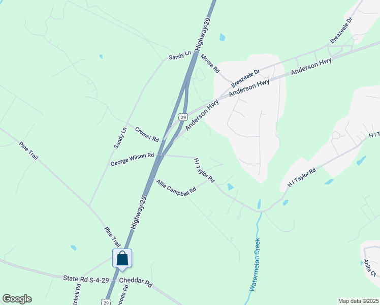 map of restaurants, bars, coffee shops, grocery stores, and more near 2645 Anderson Highway in Williamston