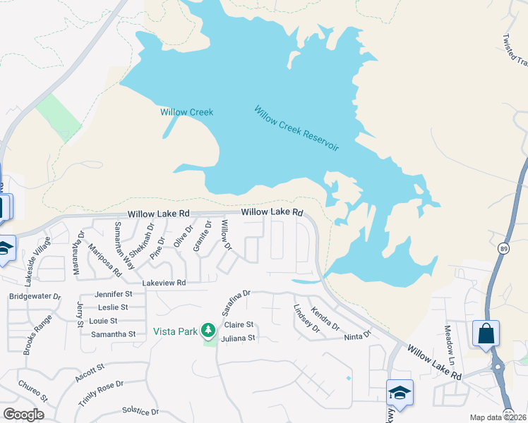 map of restaurants, bars, coffee shops, grocery stores, and more near 1748 Willow Lake Road in Prescott