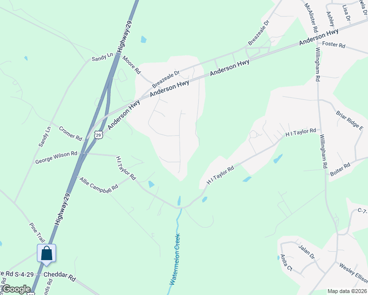 map of restaurants, bars, coffee shops, grocery stores, and more near 125 Loveland Drive in Williamston