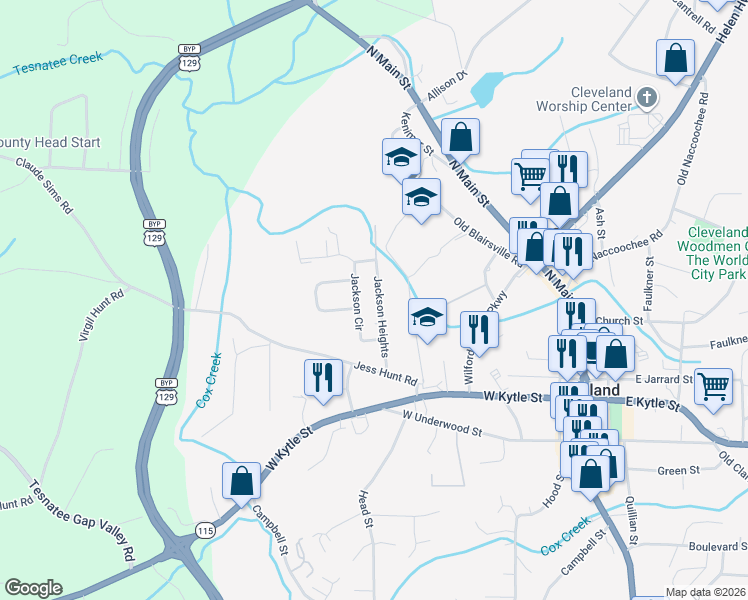 map of restaurants, bars, coffee shops, grocery stores, and more near 5 Jackson Heights in Cleveland
