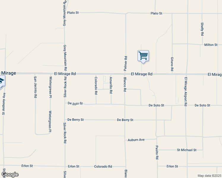 map of restaurants, bars, coffee shops, grocery stores, and more near Amarillo Road in San Bernardino County