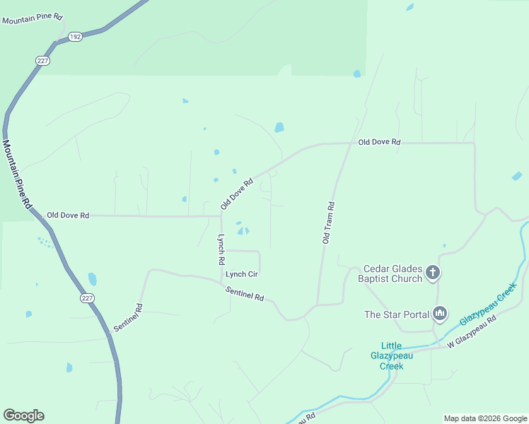 map of restaurants, bars, coffee shops, grocery stores, and more near 202 Redden Trail in Mountain Pine