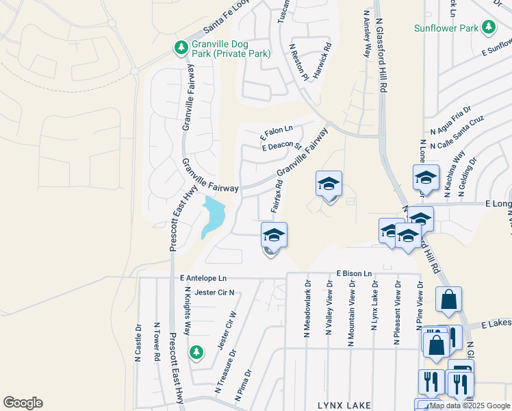 map of restaurants, bars, coffee shops, grocery stores, and more near 3982 North Gower Drive in Prescott Valley