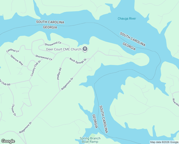 map of restaurants, bars, coffee shops, grocery stores, and more near 123 Ridgemore Circle in Toccoa