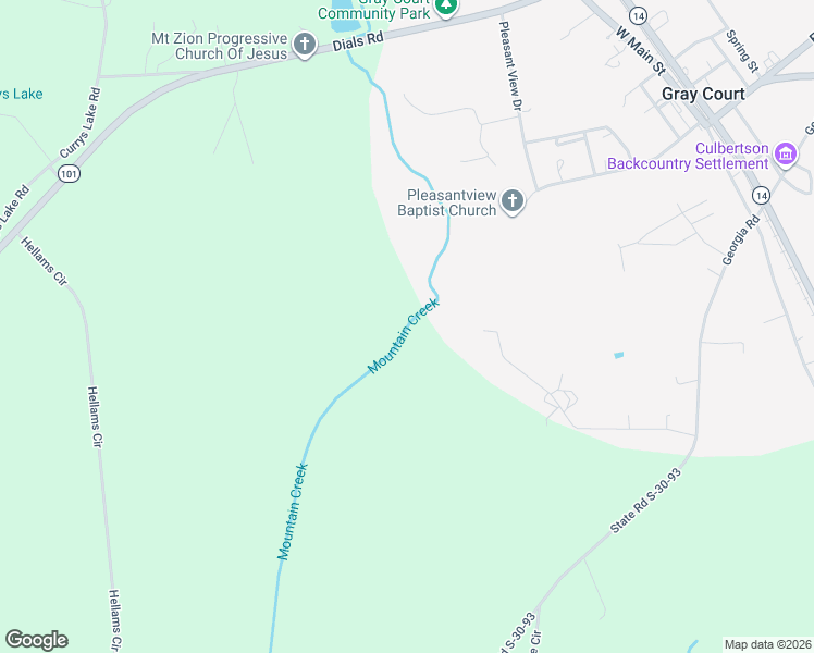 map of restaurants, bars, coffee shops, grocery stores, and more near 586 Georgia Acres Road in Gray Court