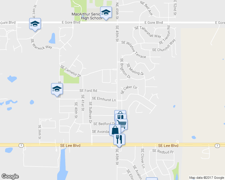 map of restaurants, bars, coffee shops, grocery stores, and more near 4232 Southeast Ford Road in Lawton