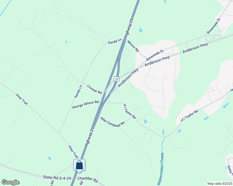 map of restaurants, bars, coffee shops, grocery stores, and more near 2645 Anderson Highway in Williamston