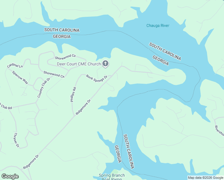 map of restaurants, bars, coffee shops, grocery stores, and more near 123 Ridgemore Circle in Toccoa
