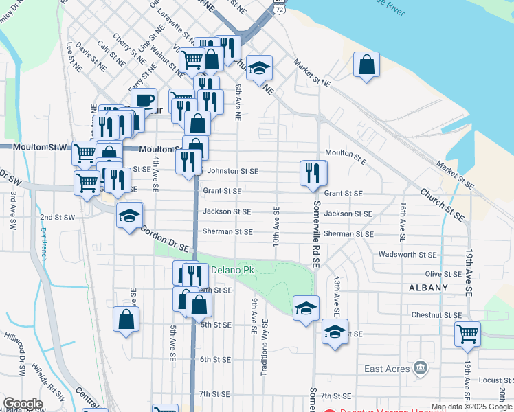 map of restaurants, bars, coffee shops, grocery stores, and more near 817 Jackson Street Southeast in Decatur