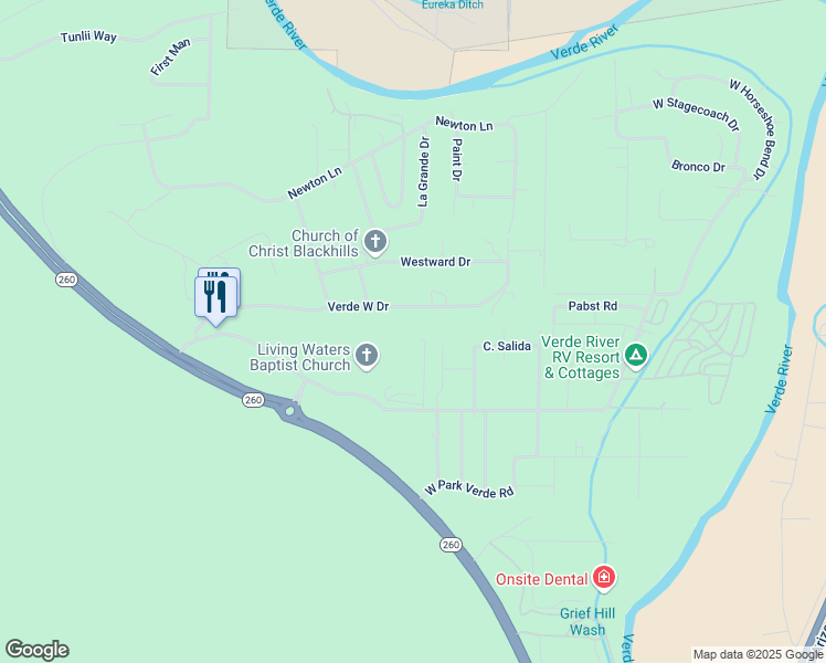 map of restaurants, bars, coffee shops, grocery stores, and more near 2170 Jean Street in Camp Verde