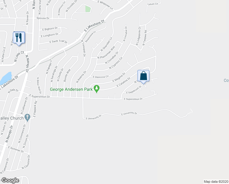map of restaurants, bars, coffee shops, grocery stores, and more near 4050 North Superstition Court in Prescott Valley
