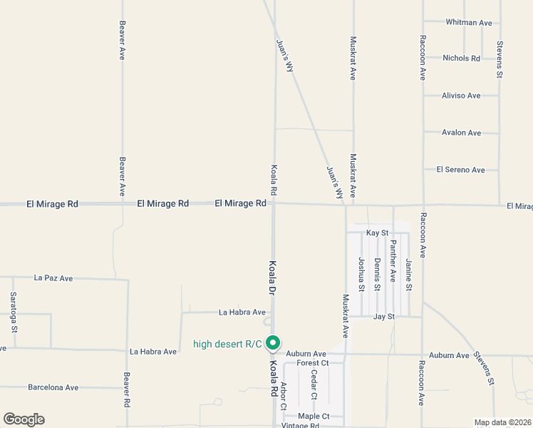 map of restaurants, bars, coffee shops, grocery stores, and more near 2 El Mirage Road in Adelanto