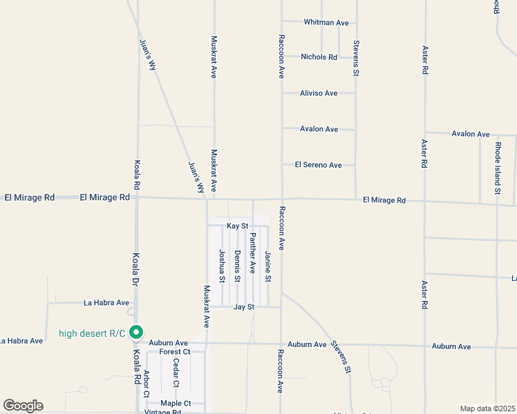 map of restaurants, bars, coffee shops, grocery stores, and more near El Mirage Road in Adelanto
