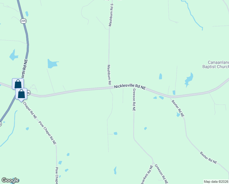 map of restaurants, bars, coffee shops, grocery stores, and more near 114 Brody Drive Northeast in Resaca