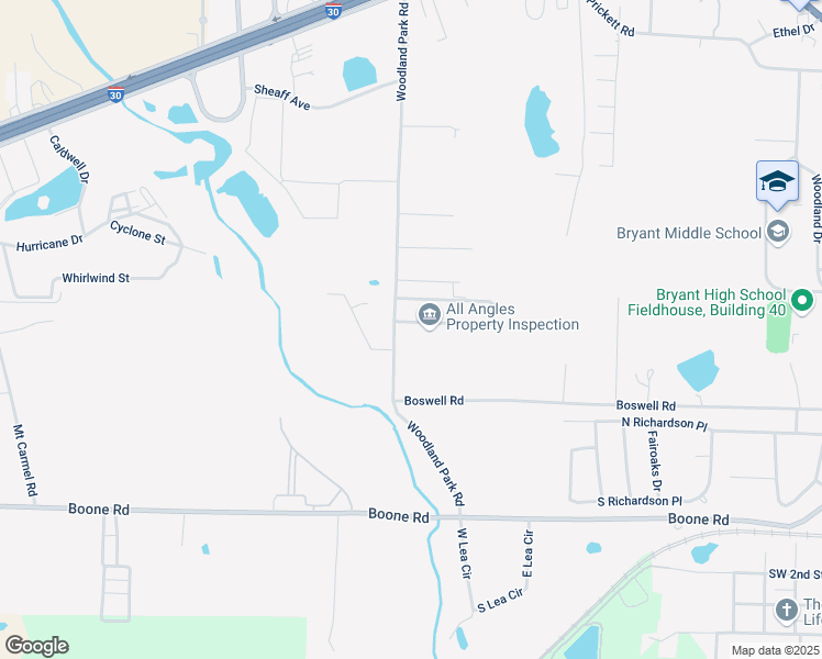 map of restaurants, bars, coffee shops, grocery stores, and more near 1402 Rodeo Drive in Bryant