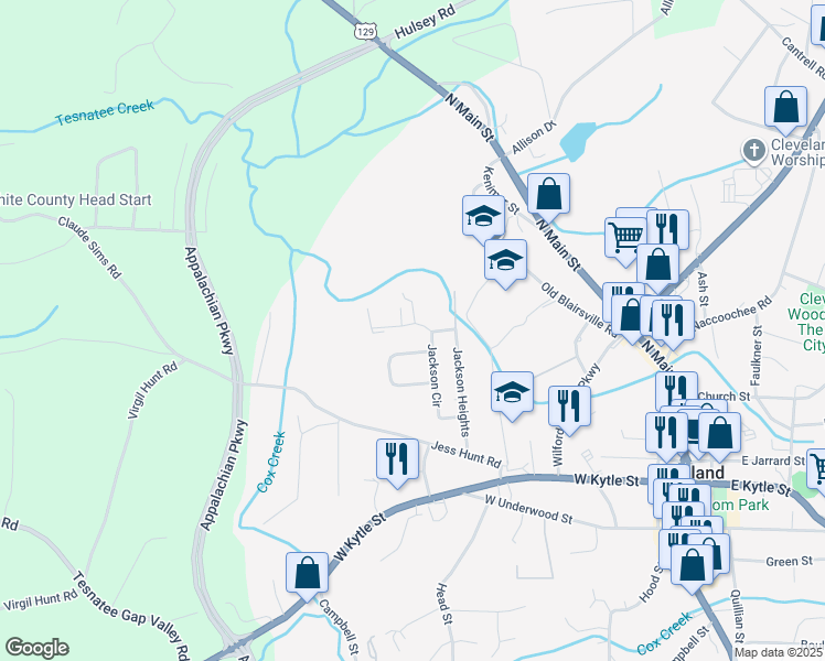 map of restaurants, bars, coffee shops, grocery stores, and more near 24 Wanda Street in Cleveland