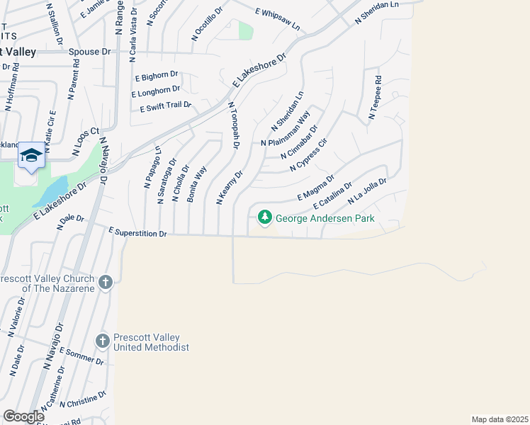 map of restaurants, bars, coffee shops, grocery stores, and more near 9490 East Catalina Drive in Prescott Valley