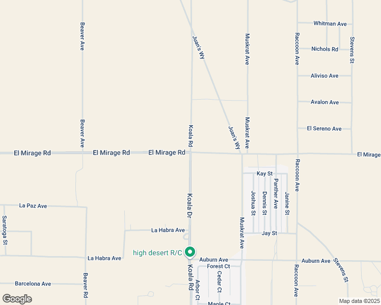 map of restaurants, bars, coffee shops, grocery stores, and more near El Mirage Road in Adelanto