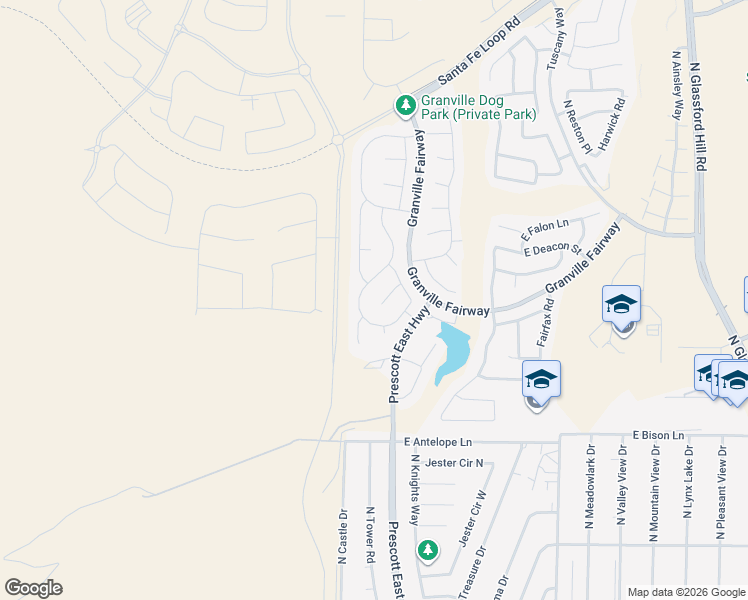 map of restaurants, bars, coffee shops, grocery stores, and more near 4103 North Pembroke Street in Prescott Valley