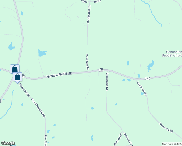 map of restaurants, bars, coffee shops, grocery stores, and more near 104 Brody Drive Northeast in Resaca