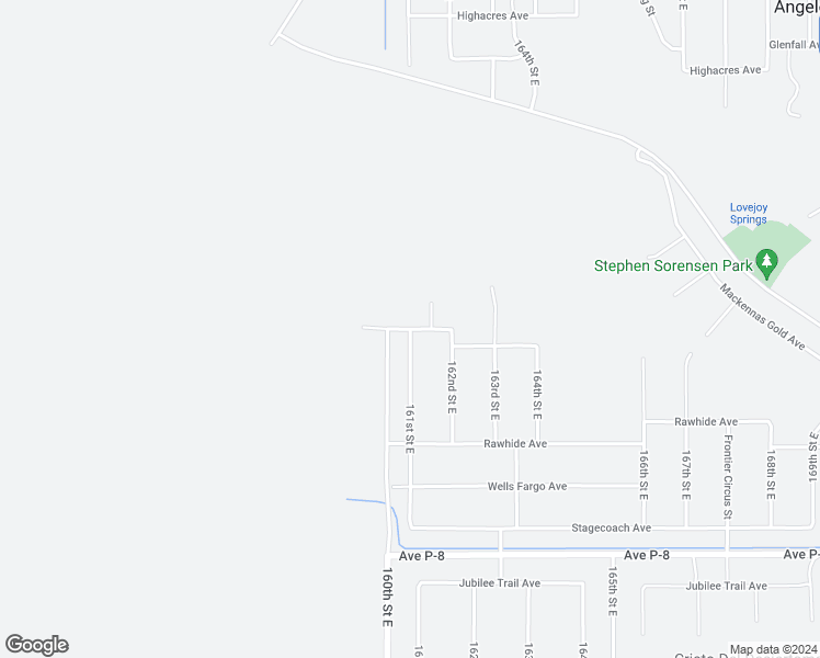 map of restaurants, bars, coffee shops, grocery stores, and more near 161st Street East in Palmdale