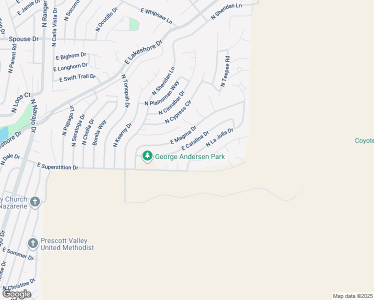 map of restaurants, bars, coffee shops, grocery stores, and more near 9651 East Catalina Drive in Prescott Valley