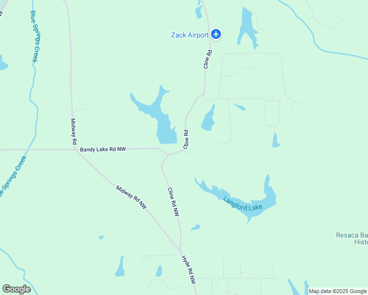 map of restaurants, bars, coffee shops, grocery stores, and more near 431 Cline Road in Resaca