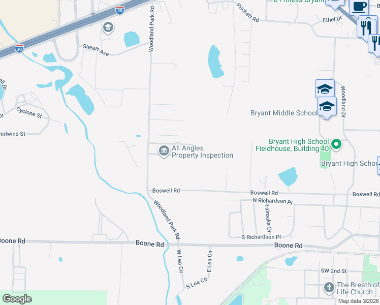 map of restaurants, bars, coffee shops, grocery stores, and more near 1510 Rodeo Drive in Bryant