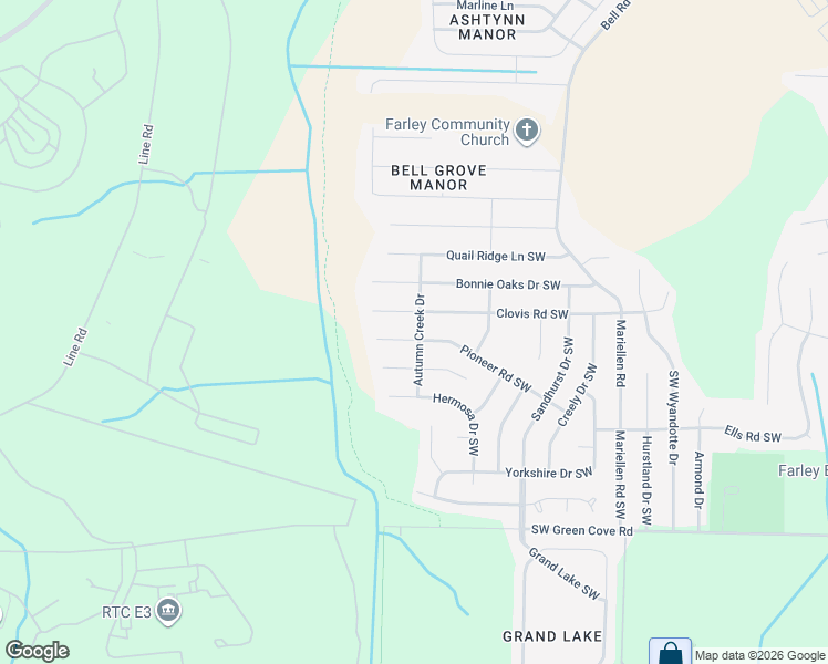 map of restaurants, bars, coffee shops, grocery stores, and more near 2600 Pioneer Road Southwest in Huntsville
