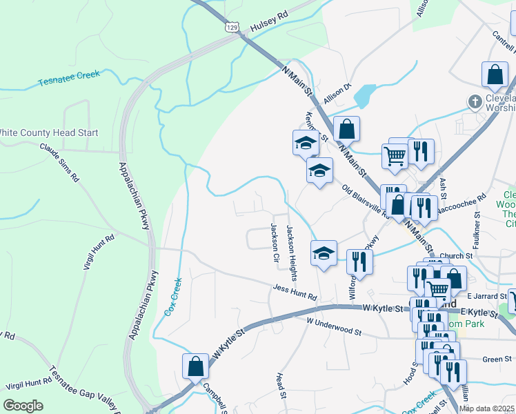 map of restaurants, bars, coffee shops, grocery stores, and more near 24 Wanda Street in Cleveland