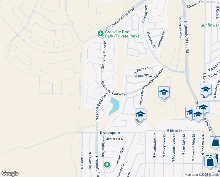 map of restaurants, bars, coffee shops, grocery stores, and more near 6225 Dutton Drive in Prescott Valley