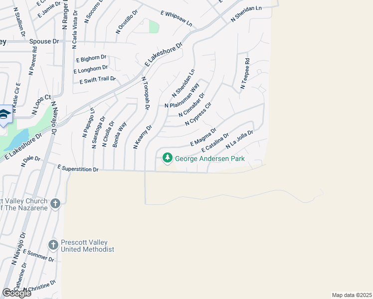 map of restaurants, bars, coffee shops, grocery stores, and more near 9565 East Magma Drive in Prescott Valley