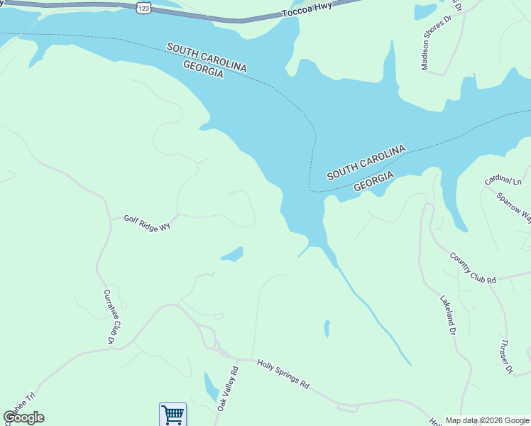 map of restaurants, bars, coffee shops, grocery stores, and more near 155 Edgewater Trail South in Toccoa