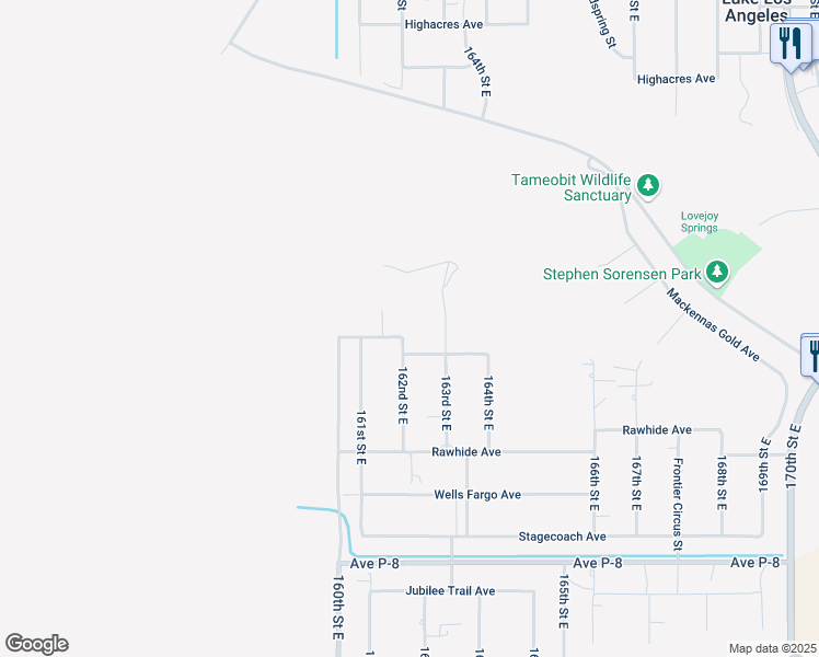 map of restaurants, bars, coffee shops, grocery stores, and more near in Lake Los Angeles