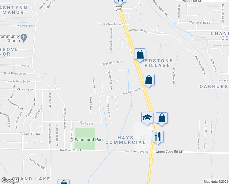 map of restaurants, bars, coffee shops, grocery stores, and more near 12712 Memorial Parkway Southwest in Huntsville