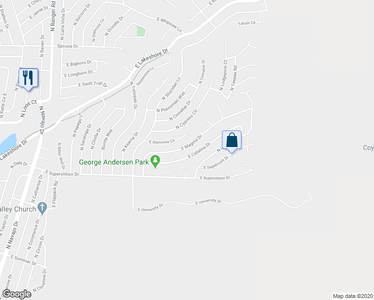 map of restaurants, bars, coffee shops, grocery stores, and more near 9611 East Magma Drive in Prescott Valley
