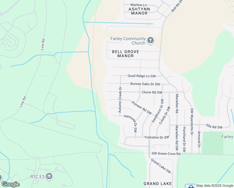 map of restaurants, bars, coffee shops, grocery stores, and more near 2600 Pioneer Road Southwest in Huntsville