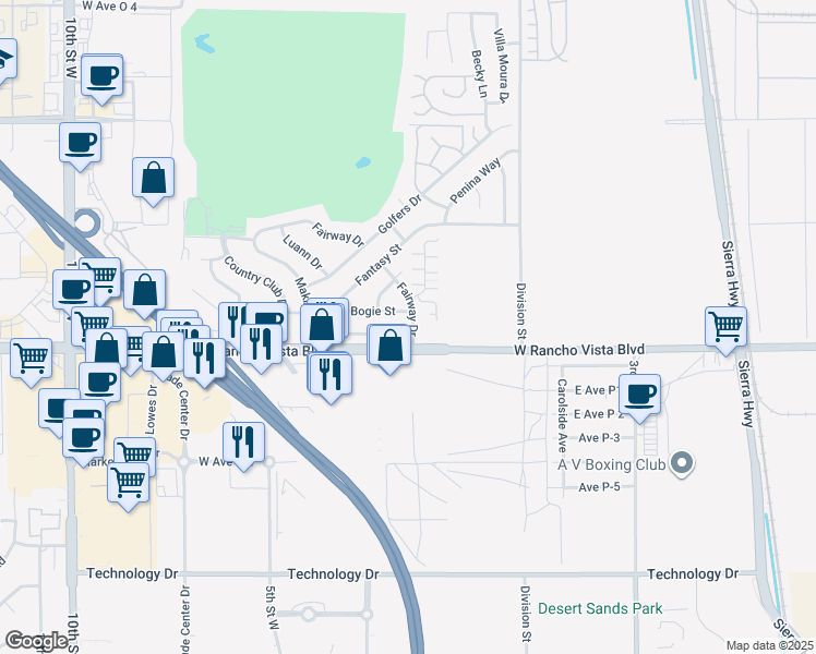 map of restaurants, bars, coffee shops, grocery stores, and more near 306 Makin Avenue in Palmdale