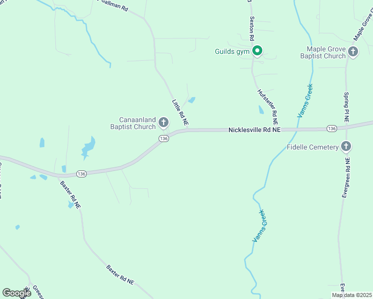 map of restaurants, bars, coffee shops, grocery stores, and more near 4189 Nicklesville Road Northeast in Resaca