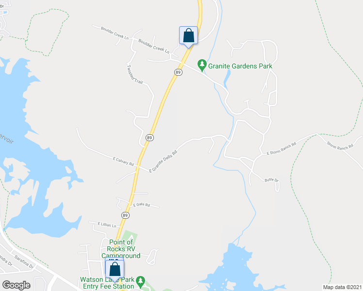 map of restaurants, bars, coffee shops, grocery stores, and more near 2481 East Granite Dells Road in Prescott