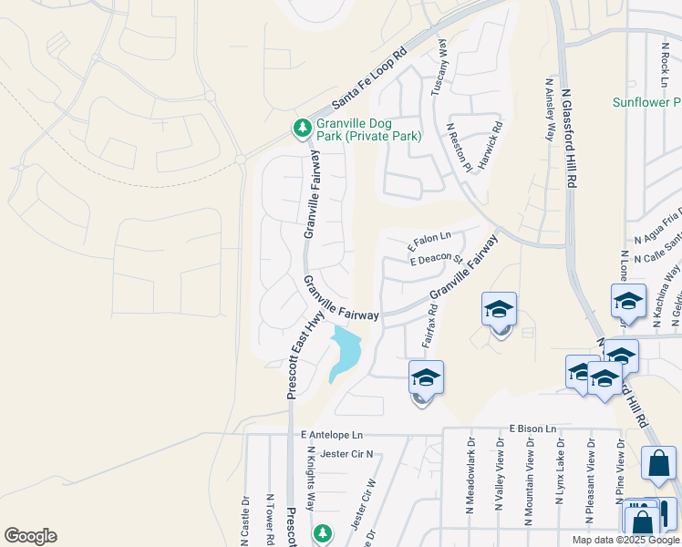 map of restaurants, bars, coffee shops, grocery stores, and more near 4196 North Aberdeen Avenue in Prescott Valley