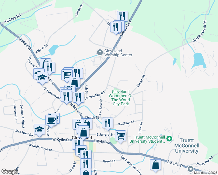 map of restaurants, bars, coffee shops, grocery stores, and more near 18 Woodman Hall Road in Cleveland
