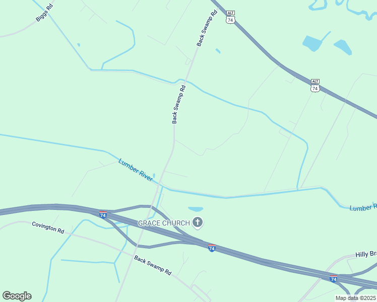 map of restaurants, bars, coffee shops, grocery stores, and more near 703 Back Swamp Road in Lumberton