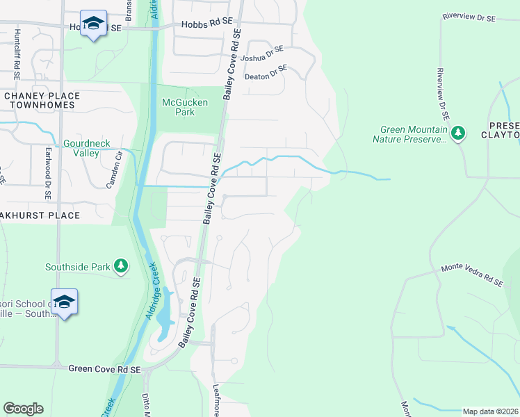 map of restaurants, bars, coffee shops, grocery stores, and more near 1215 Shadow Ridge Drive Southeast in Huntsville