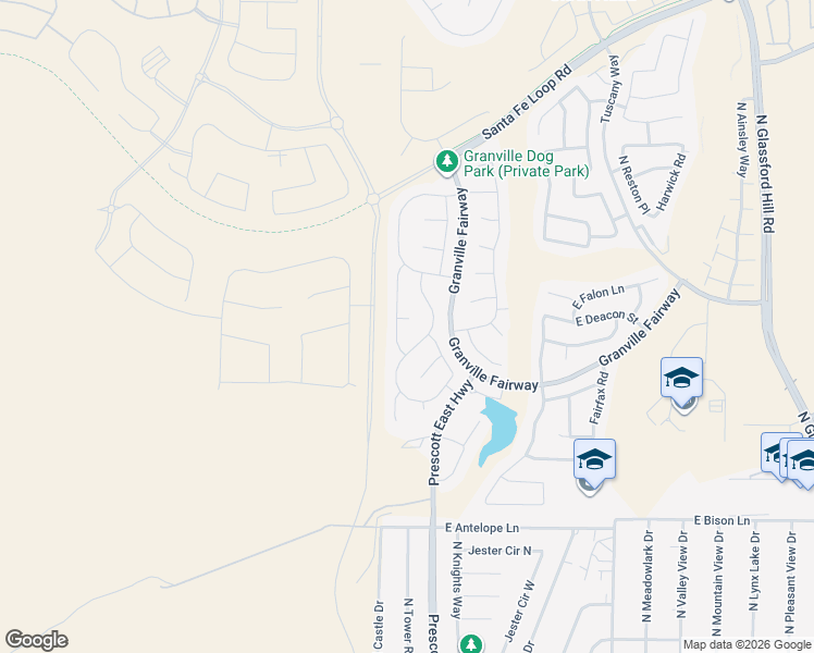 map of restaurants, bars, coffee shops, grocery stores, and more near 6031 Tanridge Drive in Prescott Valley