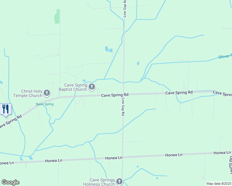 map of restaurants, bars, coffee shops, grocery stores, and more near 1189 Cave Spring Road in Owens Cross Roads